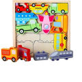 Wooden 3D Jigsaw Puzzle Vehicle Set Children Smart Educational Toy. 