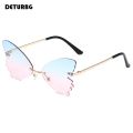 Vintage Rimless Butterfly Shape Sunglasses Streetwear Women Luxury Funny Pink Sun Glasses Shades UV400 2022 Brand Designer SG031. 