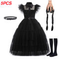 Movie Wednesday Cosplay Costume For Girl New Vestidos For Kids Girls Mesh Party Dresses Halloween Carnival Costumes 2-12Yrs.