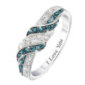 Women Shining Rhinestone Inlaid I Love You Letters Wedding Ring Jewelry Gift.