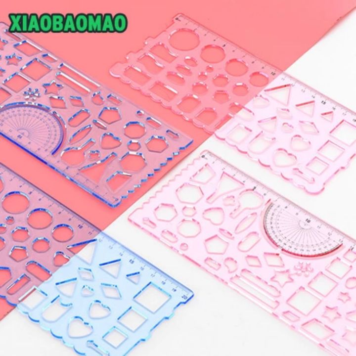 2%20Pieces%20Different%20Shapes%20Template%20Ruler/%20Spirograph%20Ruler%20/%20Geometric%20Drawing%20-%20Image%204