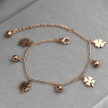 Trendy Adjustable Fashionable Anklets for Girls Simple Stylish Foot Jewelry - Four Leaf Clovers Bells Chain Anklet for Women Anniversary Gift for Wife Girlfriend. 