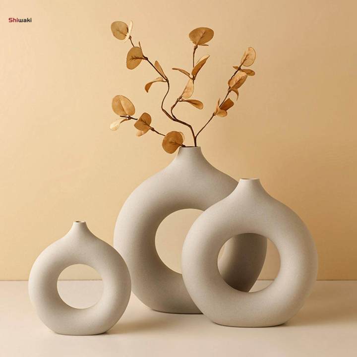 Modern Minimalist Ceramic Flower Vase Pottery Vases for Bedroom Home Decor S