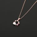 4 Pieces Rose Gold-color Lady Flower Fashion Accessories Zircon Simple Ornate Exquisite Necklace Ring Earrings Jewelry Set. 