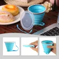 Portable Foldable Collapsible outdoor Travel Silicone Coffee Cup with cover folding water. 