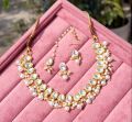 Indian Jewelry Necklaces Earrings Tikli Set Pearl Choker Wedding Bridal Women Necklace.