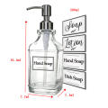 Glass+Stainless Steel Pump Head Glass Bottle Leak-Proof Soap Dispenser Hand Sanitizer Bottle for Bathroom Kitchen Office Public. 