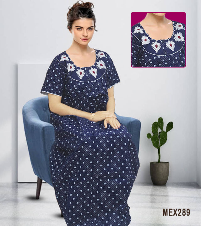 Pure%20cotton%20fabric%20ball%20print%20century%20applique%20maxi%20for%20women%20-%20Image%204