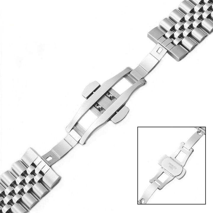 22mm%20Stainless%20Steel%20Five%20Bead%20Watch%20Strap%20Premium%20Metal%20Bracelet%20for%20Smartwatches%20With%20Butterfly%20Buckle%20Jubilee%20Style%20-%20Image%203