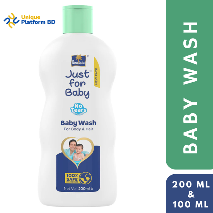 Parachute Just for Baby Baby Wash 100ml & 200ml – Gentle Head to Toe Wash for Babies