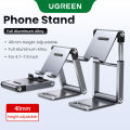 UGREEN Cell Phone Stand Adjustable Aluminum Mobile Phone Holder for Desk Compatible for iPhone 12 Pro Max 11 X SE XS XR 8 Plus 6 7 6S, Samsung Galaxy Note20 S20 S10 S9 S8 S7 Smartphone Foldable. 
