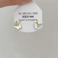 【Trending Now】 1Pair Korean Style Blue Zircon Star Moon Stud Earrings For Women Exquisite Sweet Cute Temperament Earrings Wedding Jewelry Runrui.