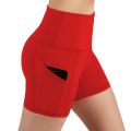 Lady Solid pocket High-waist Hip Stretch Underpants Fitness Running Fitness Sports Shorts Leggings women Shorts for women. 