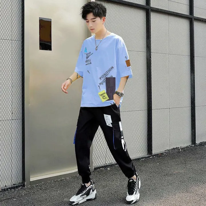 Boys%20Suit%20Summer%20Trendy%20Loose%20Korean%20Style%20Short%20SleeveTT-shirt%20Men's%20Trousers%20Sports%20Suit%20Handsome%20Shorts%20Set%20-%20Image%209