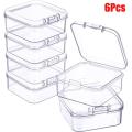 6Pcs/Bag Mini Clear Plastic Storage Containers Empty Hinged Boxes Jewelry Organizer for Beads,Jewelry,Tools,Craft Supplies.