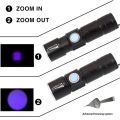 【Must-Have Gadgets】 395nm UV light flahlight Blacklight UB rechargeable LED flahlight. 
