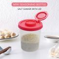 2 Large Salt and Pepper Shakers with Red Covers Lids Jar Dispenser.