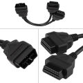 OBD2 16-pin Adapter Cable Auto Male To Double Y-Splitter. 