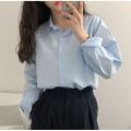Spot Spring and Autumn New Pure Color Korean Style Long-Sleeved Shirt Women's Design Sense Minority All-Match Casual Overshirt.