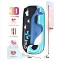 Qitong BLAC WHIKEBig Capacity 3D Pencil Pen Case Pencil Box Office College School Large Storage High Capacity Bag Pouch Holder Box OrganizerAE. 