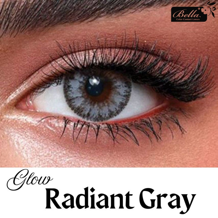 New Bella Radiant Gray Glow Color Contact Lens With Regular Kit Box For Men and Women. 1 Pair Bella Color Contact Lens For Eye Makeup and Cosmetics. Bella Glow Series. #glow