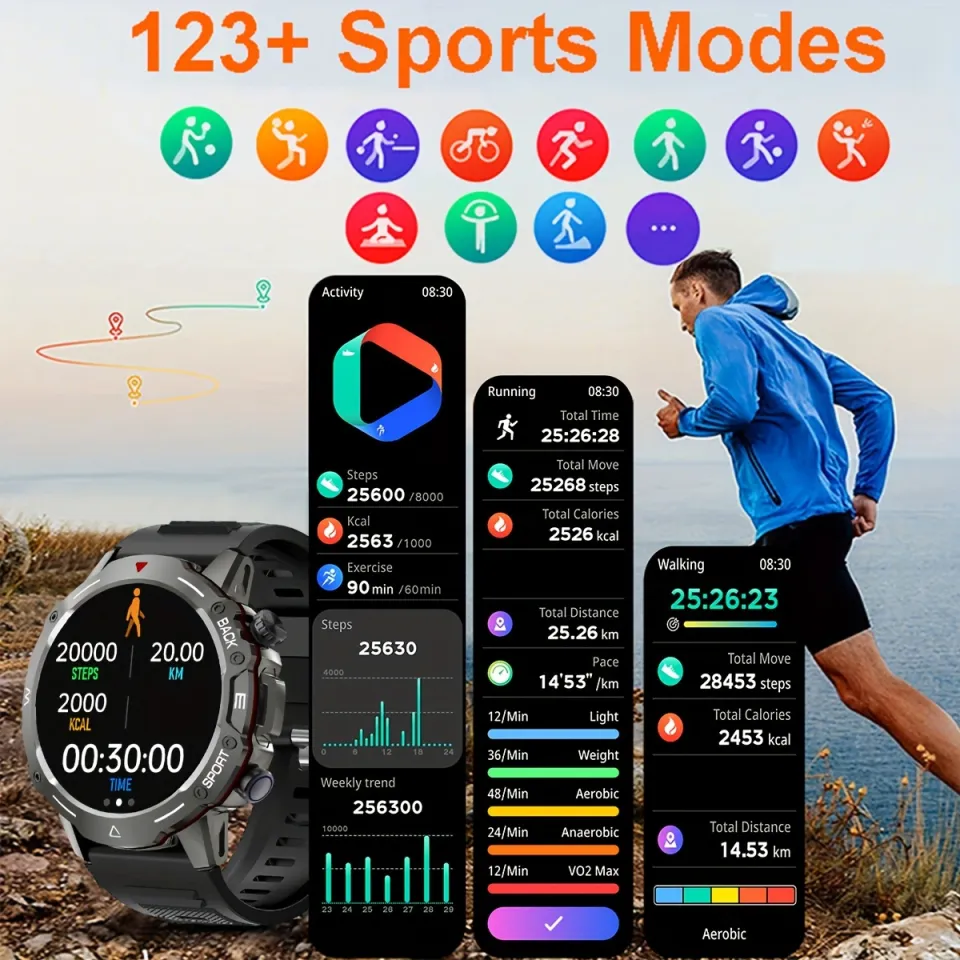 Smart Watch With Wireless Call, Multiple Sports Modes, Pedometer