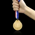 3PCS Metal Award Medals with Neck Ribbon Gold Silver Bronze Olympic Style for Sports Academics or Any Competition Diameter 5.1CM Small Wheat Pattern 123. 