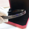 [02] foreign trade titanium steel jewelry wholesale fashion party dinner wear item double row diamond bracelet. 