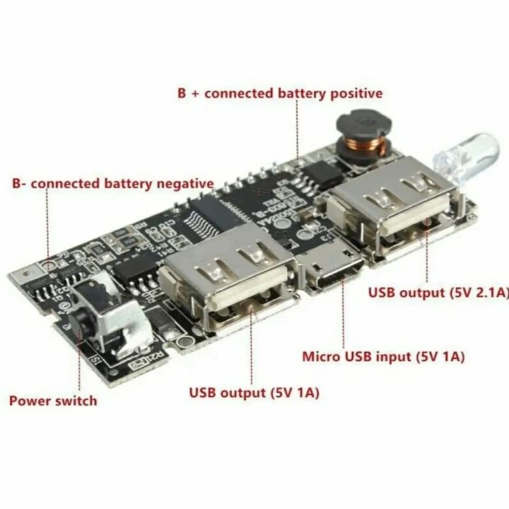 Digital Power Bank Circuit 5V 2A LCD Display 2 USB Output Micro USB Charging Port LED Torch use 8x18650 Li-ion Battery