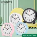 Students Desk Clock 1 Pc Alarm Clock with Night Light Quiet Small Round Easy Set Battery Operated Kids Students Desktop Analogue Home Supplies Kids Alarm Clock.