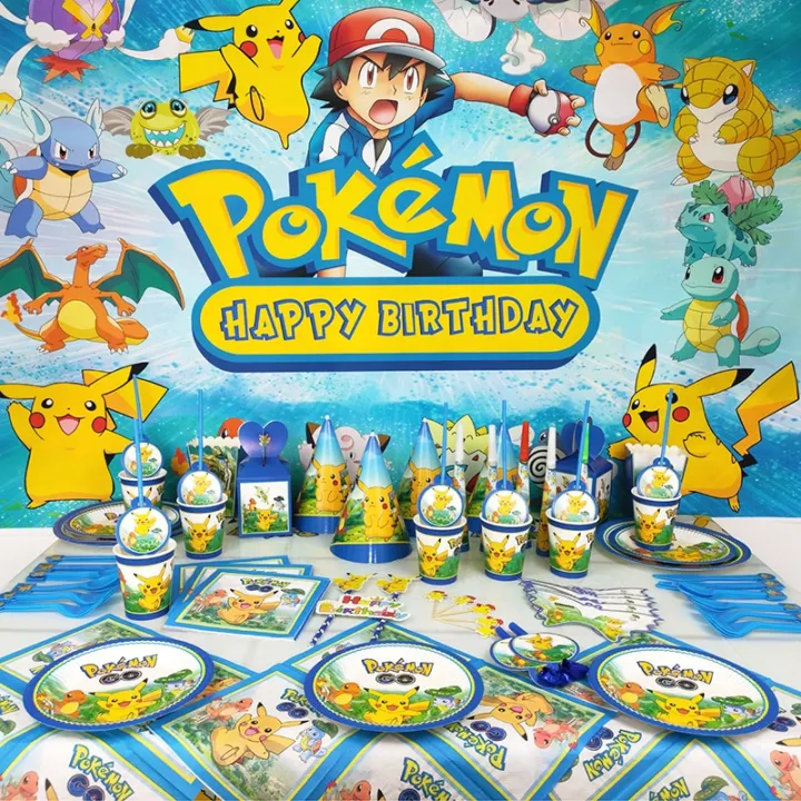 Pokemon%20Pikachu%20birthday%20party%20Disposable%20decorations%20tableware%20Set%20Plate%20Cup%20cake%20topper%20Birthday%20Party%20Supplies%20Action%20Figure%20-%20Image%203