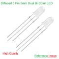 5Pcs- 3Pin Bi-Color Diffused 5mm LED Dual Color LED 5mm 3 Pin Diffused Round 5mm LED Light Emitting Diode 2 Color LED Light Bulbs For Electronics Project. 