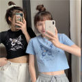 Clothing for BFF Short Short Sleeve T Women's T-shirt 2024 Summer New Korean Style Fashionable Cropped Harajuku Style Student Top. 