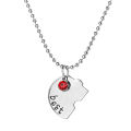 【Universal Car Parts Store】Best Friends Stitching Heart Pendant Necklace Three Colors Crystal Couple Friendship Jewelry.