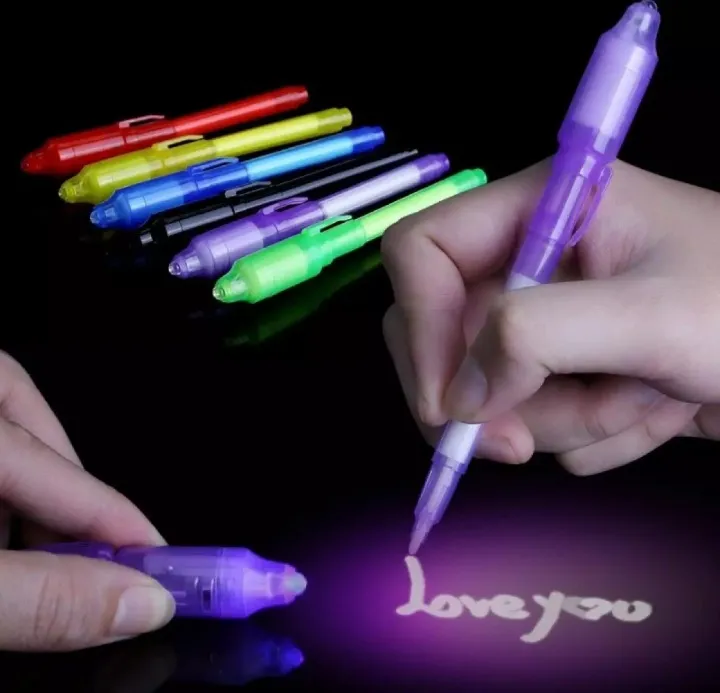 Luminous Light Pen Invisible Ink Magic UV Light Money Detector Pen 2 In ...