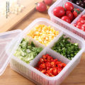 4 Compartments Food Container Water Draining Plastic Rectangular Stackable Fruit Vegetables Storage Box Kitchen Accessories. 