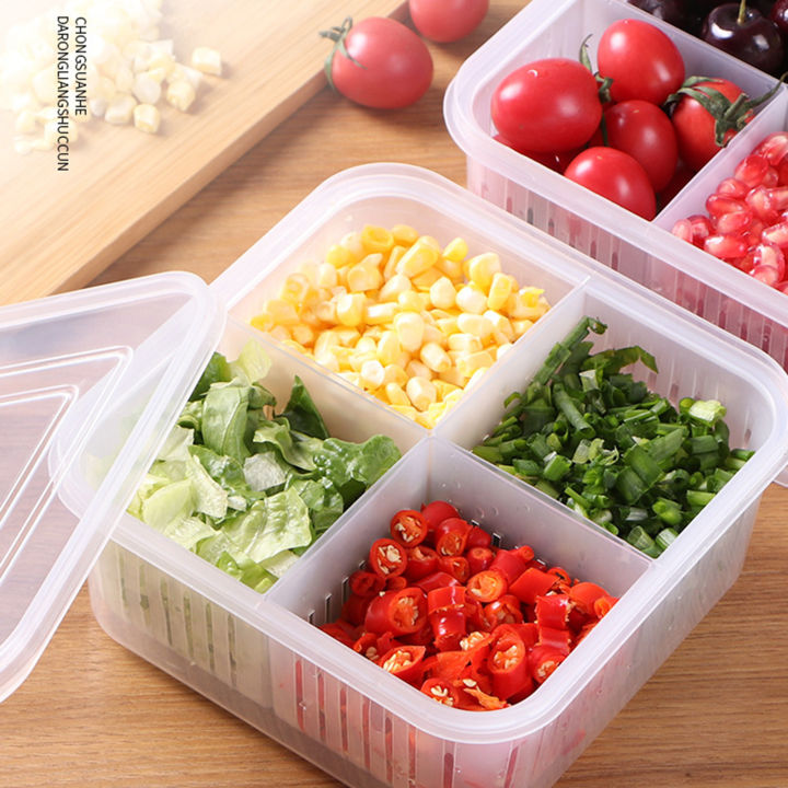 4%20Compartments%20Food%20Container%20Water%20Draining%20Plastic%20Rectangular%20Stackable%20Fruit%20Vegetables%20Storage%20Box%20Kitchen%20Accessories%20-%20Image%204