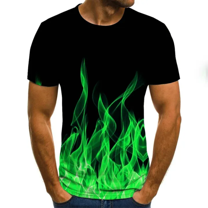 flame%20men's%20T-shirt%20summer%20fashion%20short-sleeved%203D%20round%20neck%20tops%20smoke%20element%20shirt%20trendy%20men's%20T-shirt%20-%20Image%205