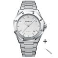 BINBOND B0233 Fashion Casual Men Watches Big Dial Silver Stainless Steel Calendar Quartz Wristwatch Classic Top Brand Male Clock.