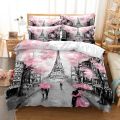 Eiffel Tower Bedding Duvet Cover Set 3d Digital Printing Bed Linen Fashion Design Comforter Cover Bedding Sets Bed Set. 