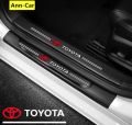 4Pcs 3D Texture Carbon Fiber Door Anti-Scratch Car Door Protective Vinyl Car Stickers For TOYOTA.