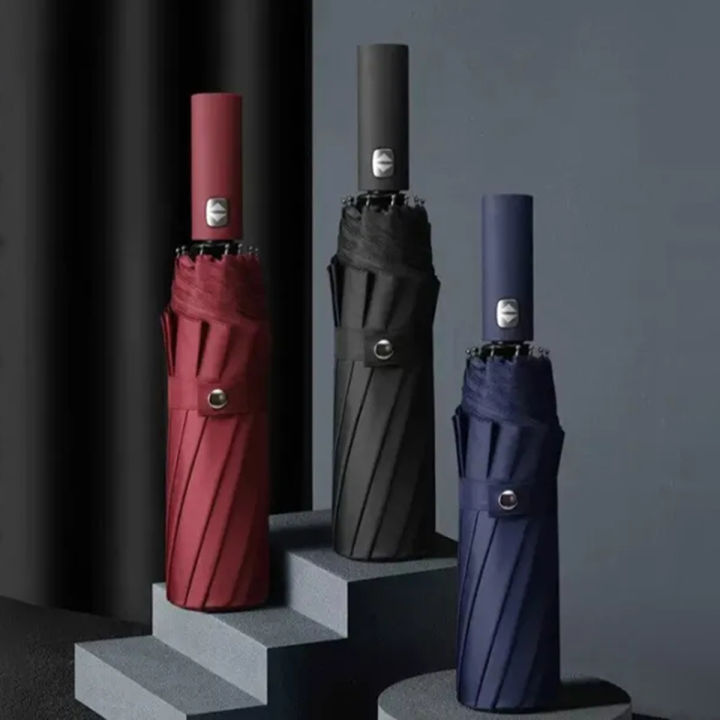 RHS Online Fully Automatic Men Male Business 12 Ribs Super Windproof Large Anti UV Umbrella Sun Rain Women Folding Umbrellas