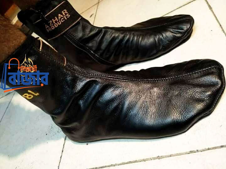 Black Color Azhar / Baraka Leather Zipper Socks For Men And Women - Socks