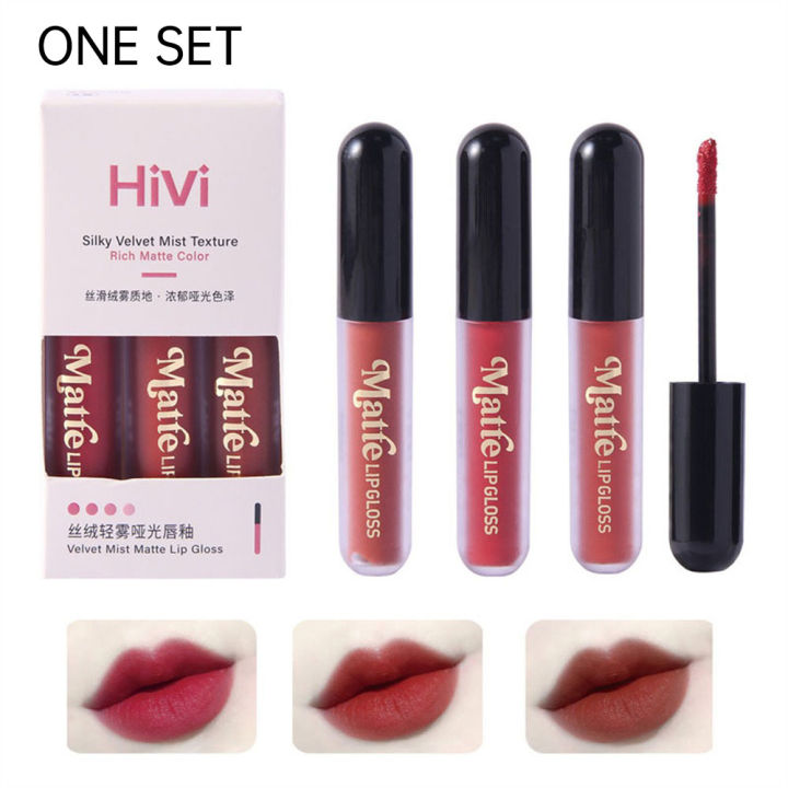 HiVi%20Soft%20Fog%20Matte%20Lip%20Glaze%203%20PCS%20Set%20Lipstick%20Long%20Lasting%20Waterproof%20Not%20Easy%20To%20Fade%20Not%20Stick%20Cup%20Easy%20to%20Color%20Whitening%20Lip%20Mud%20-%20Image%202