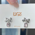 Bow zircon stud earrings women's light luxury, exquisite niche design, simple and versatile, fashionable, high-end temperament ear jewelry.