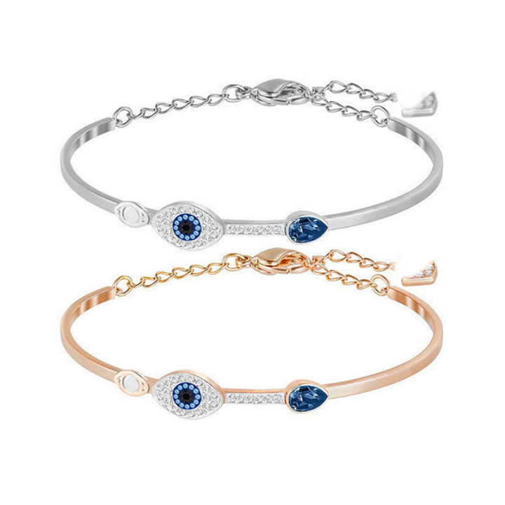 Evil Eye Element Devil Blue Crystal Tennis Bracelet For Women Ladies Rose Gold Adjustable Hand Chain Protect Family Gift
