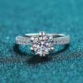 XDY New Sterling Silver Female Dairy Queen 1 Carat Moissanite Ring Petal Six Claw. 
