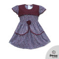 Chocolate and Multi Color Cotton Frock For Girls-(HF-565). 