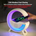 2025 Updated G Shape Google LED Wireless Charging RGB Bluetooth Speaker Clock and Rechargeable Table Lamp.