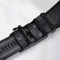 Durable Man Vintage Casual Business Belts Crocodile Pattern Waist Band Leather Belt Automatic Buckle Waistband.